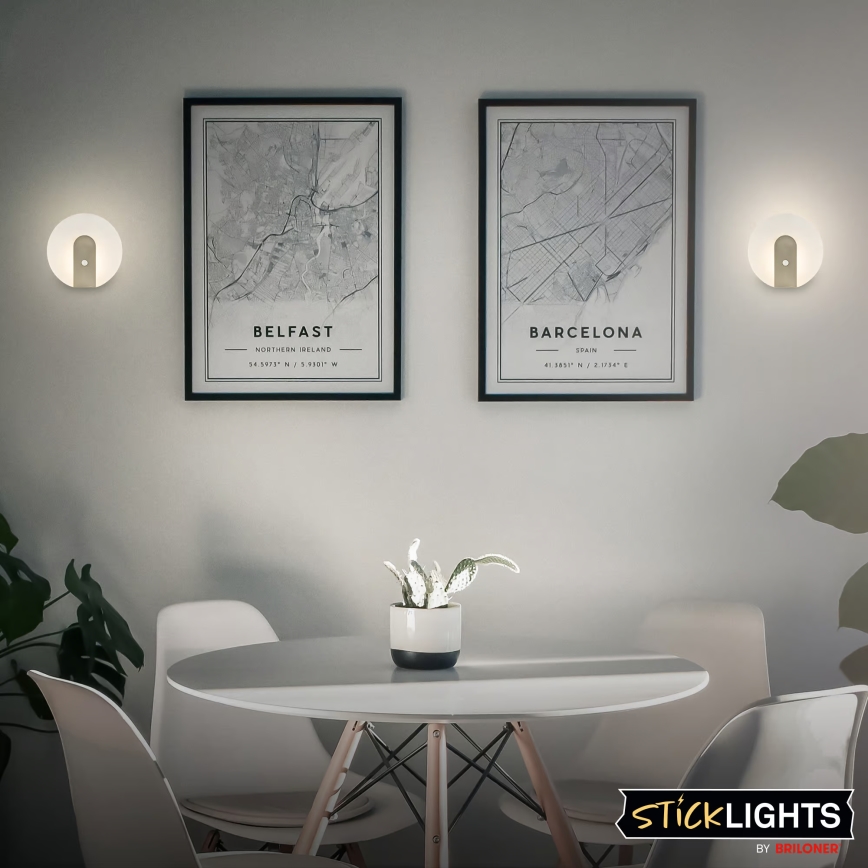 Briloner 3889012 - LED genopladelig væglampe med bevægelses- og skumringssensor TARO LED/2,5W/5V 1800 mAh mat krom