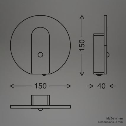 Briloner 3889015 - LED genopladelig væglampe med bevægelses- og skumringssensor TARO LED/2,5W/5V 1800 mAh sort