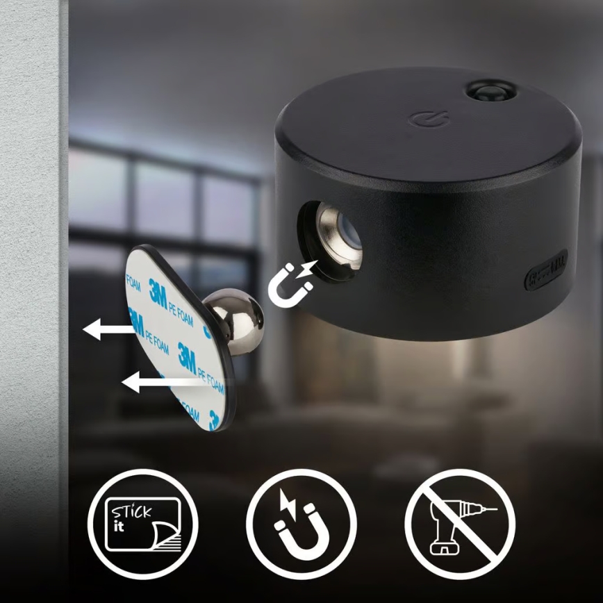 Briloner 3896015 - LED dæmpbar genopladelig væglampe TARI LED/1,6W/5V 1500 mAh sort