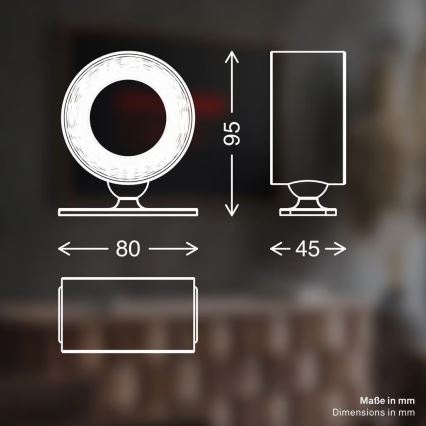 Briloner 3896015 - LED dæmpbar genopladelig væglampe TARI LED/1,6W/5V 1500 mAh sort
