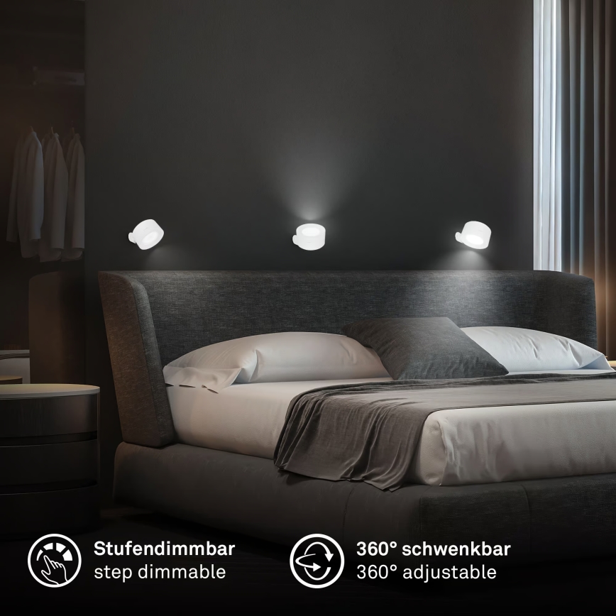 Briloner 3896016 - LED dæmpbar genopladelig væglampe TARI LED/1,6W/5V 1500 mAh hvid