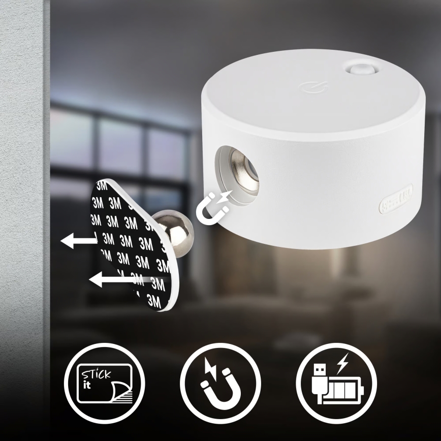 Briloner 3896016 - LED dæmpbar genopladelig væglampe TARI LED/1,6W/5V 1500 mAh hvid
