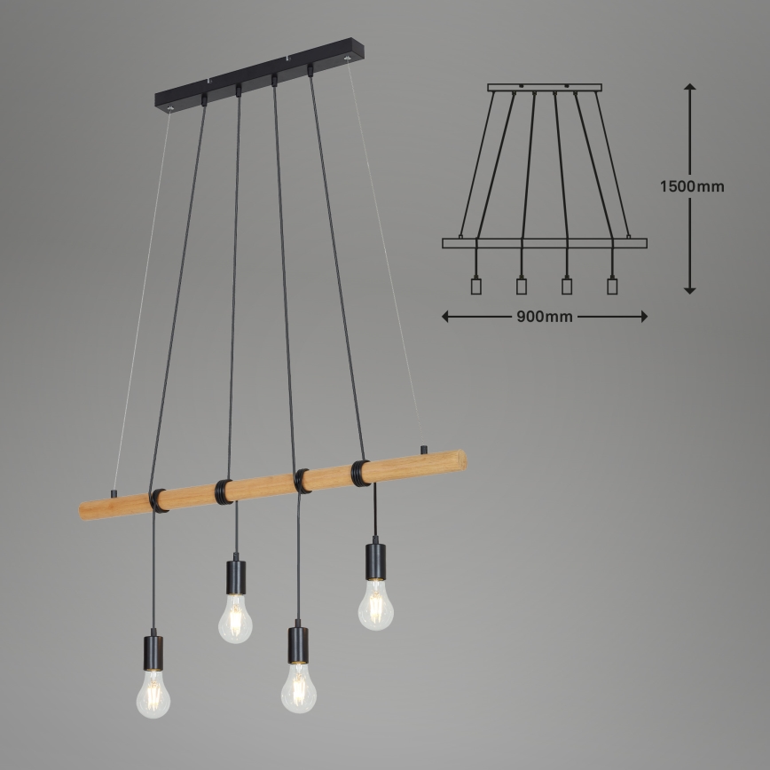 Briloner 4015045 - Pendel 4xE27/25W/230V gummitræ