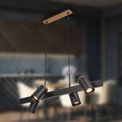 Briloner 4059045 - Pendel på kabel ERA 4xGU10/10W/230V sort