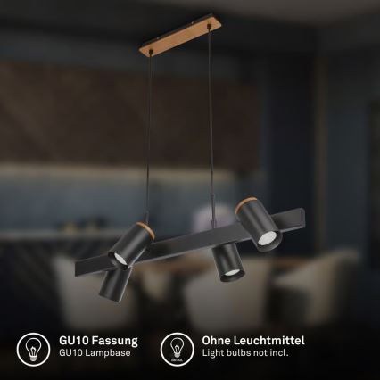 Briloner 4059045 - Pendel på kabel ERA 4xGU10/10W/230V sort