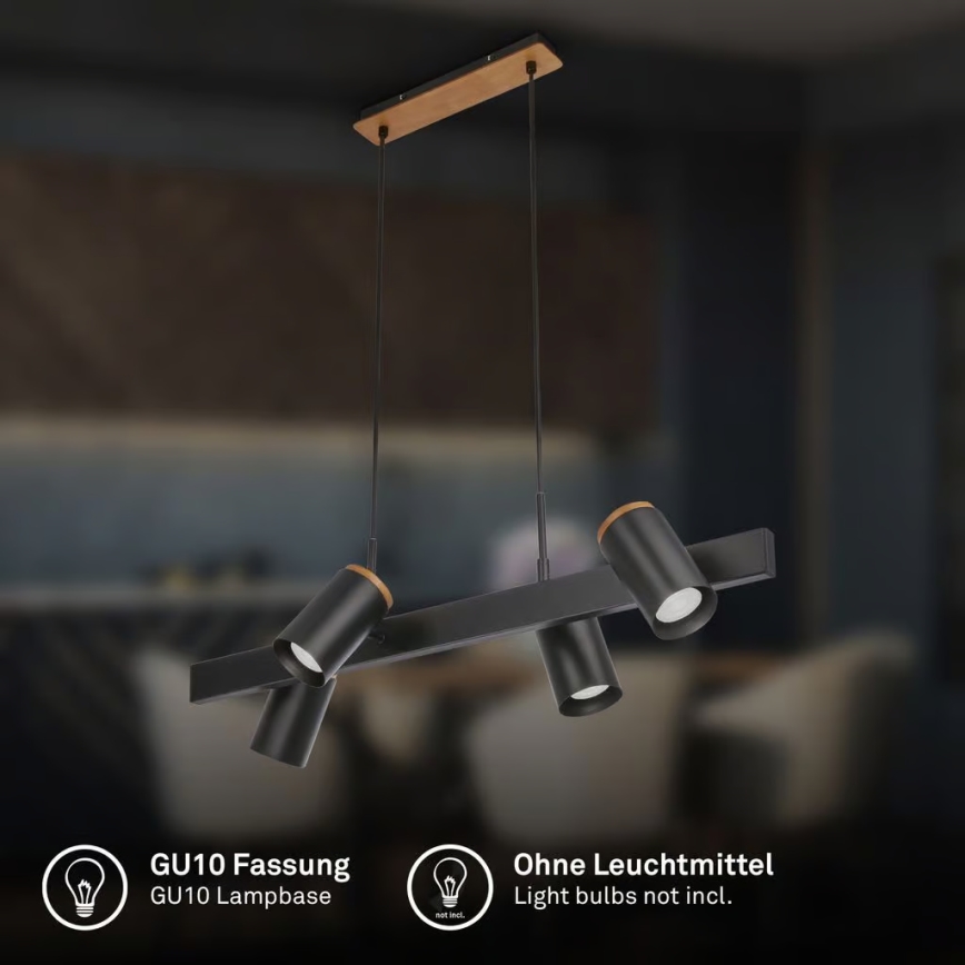 Briloner 4059045 - Pendel på kabel ERA 4xGU10/10W/230V sort