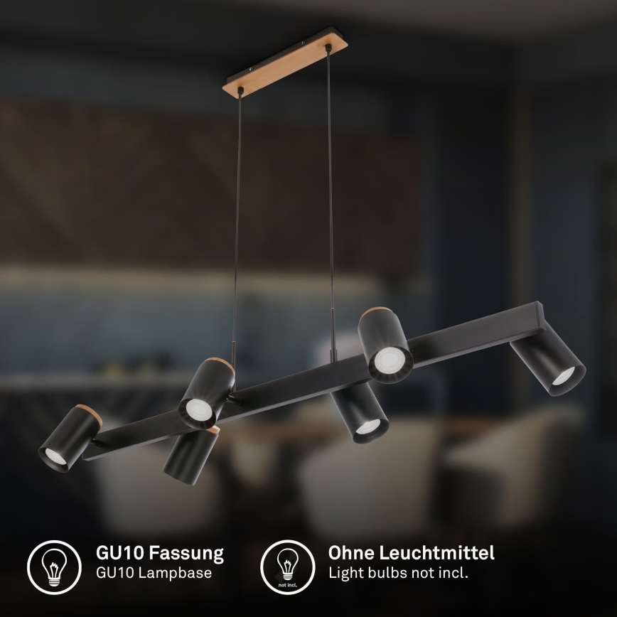 Briloner 4059065 - Pendel på wire ERA 6xGU10/10W/230V sort