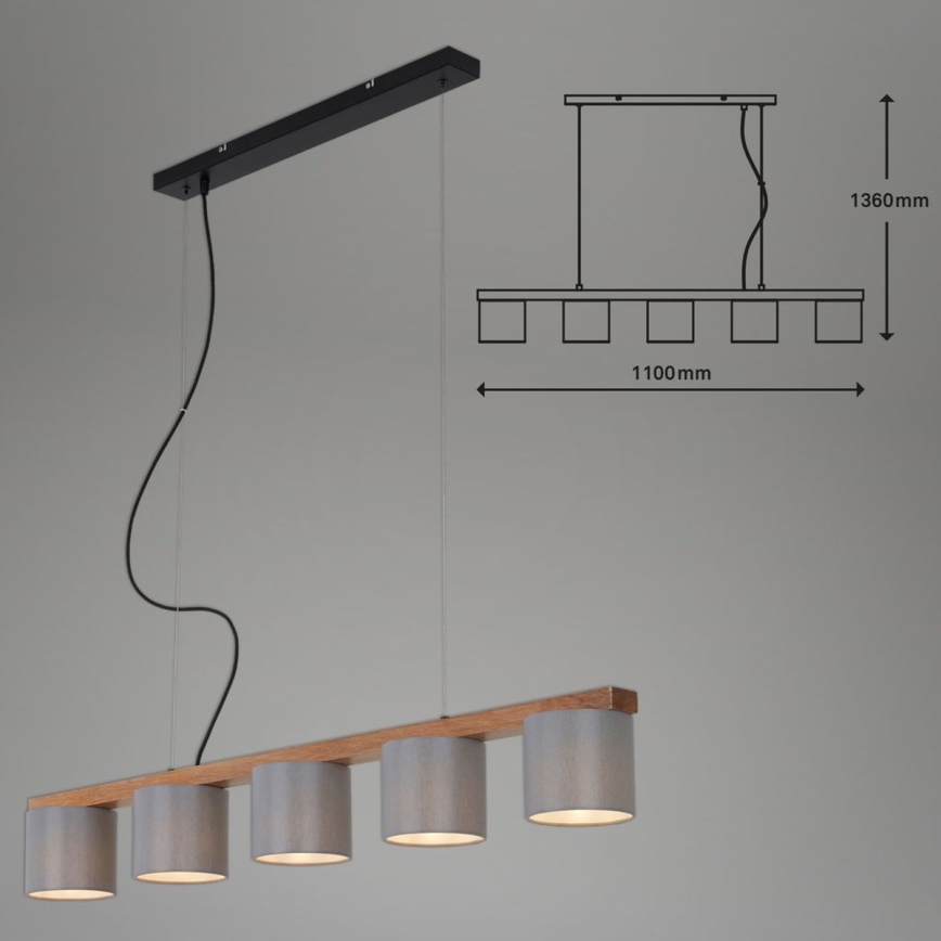 Briloner 4075-054 - Lysekrone på stålwire 5xE14/25W/230V