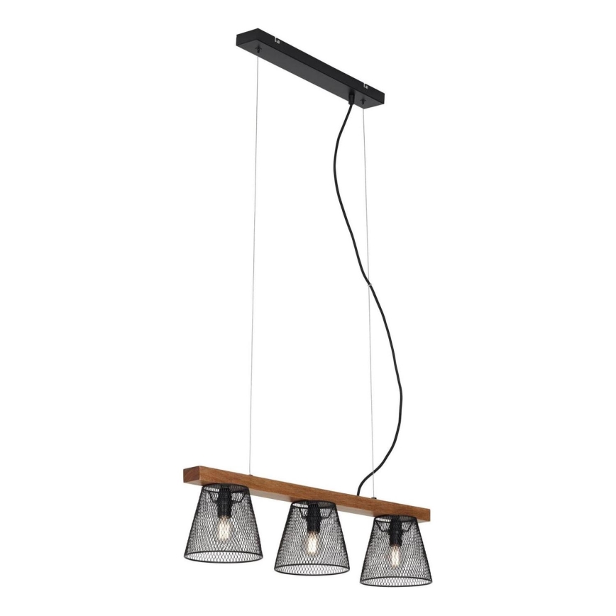 Briloner 4077-035 - Pendel WOOD & STYLE 3xE14/25W/230V gummitræ