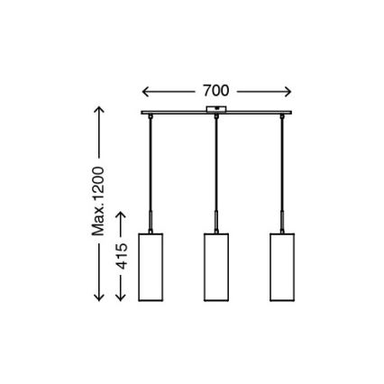 Briloner 4712-034 - Lysekrone i en snor 3xE27/25W/230V