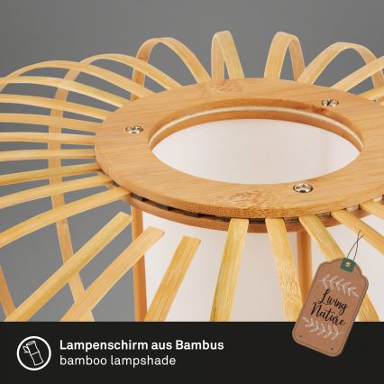 Briloner 4759031 - Pendel på ledning 3xE27/10W/230V sort/bambus