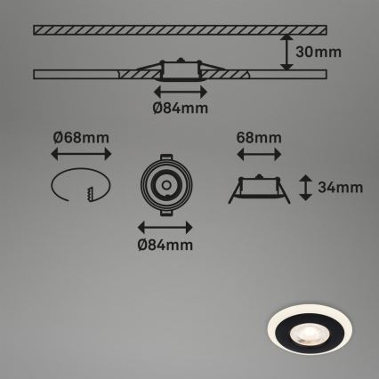 Briloner 7039-035 - SÆT 3x LED indbygningslampe til badeværelse LED/5W/230V IP44
