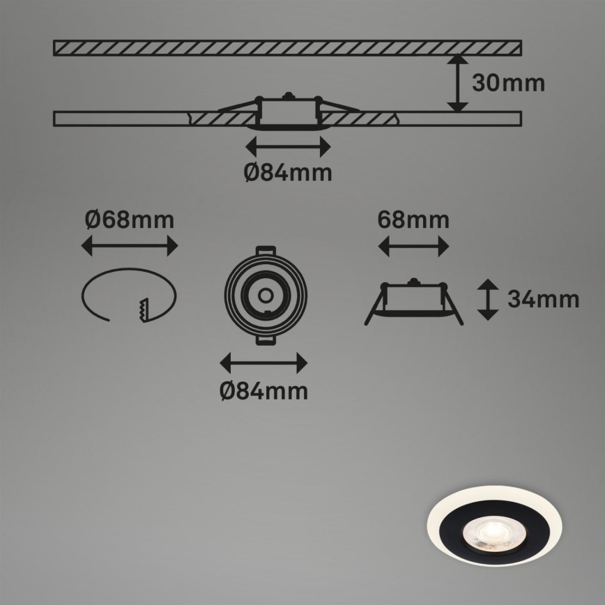Briloner 7039-035 - SÆT 3x LED indbygningslampe til badeværelse LED/5W/230V IP44