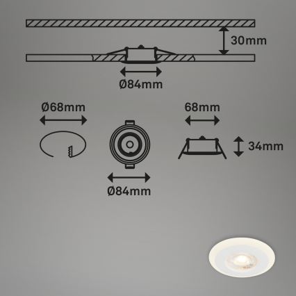 Briloner 7039036 - Sæt med 3 LED-indbygningsspots til badeværelse LED/5W/230V IP44 hvid