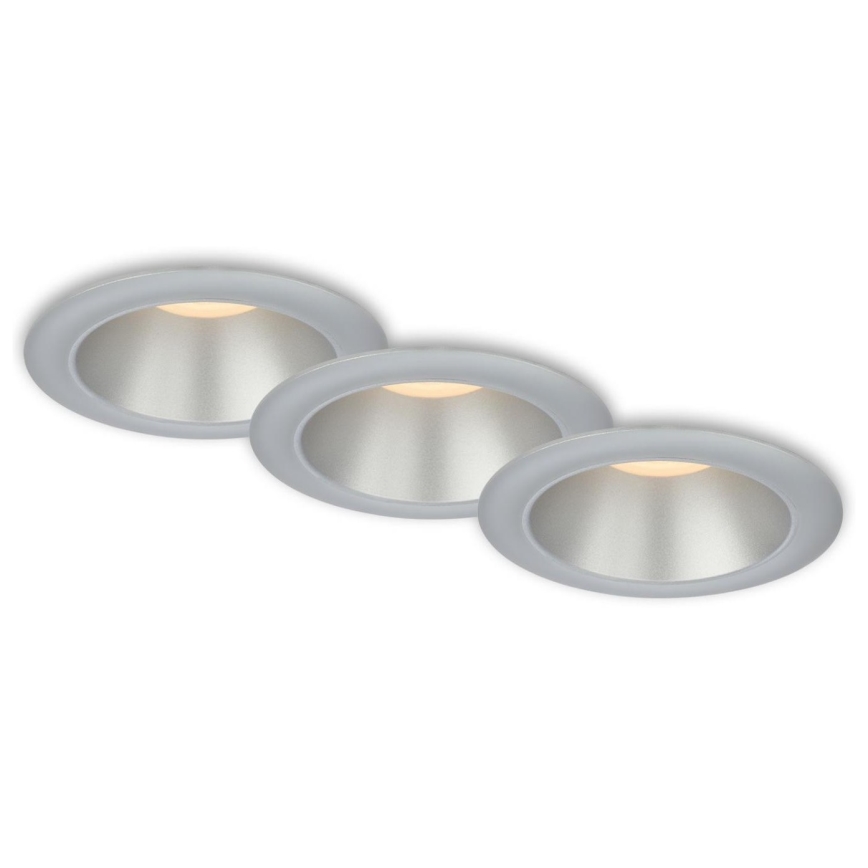 Briloner 7041-034 - SÆT 3x LED indbygningslampe til badeværelse LED/4,9W/230V IP44 sølvfarvet