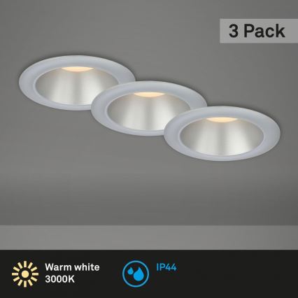 Briloner 7041-034 - SÆT 3x LED indbygningslampe til badeværelse LED/4,9W/230V IP44 sølvfarvet