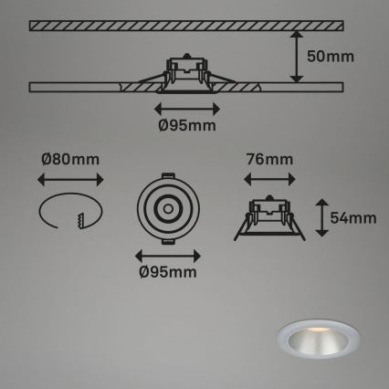 Briloner 7041-034 - SÆT 3x LED indbygningslampe til badeværelse LED/4,9W/230V IP44 sølvfarvet