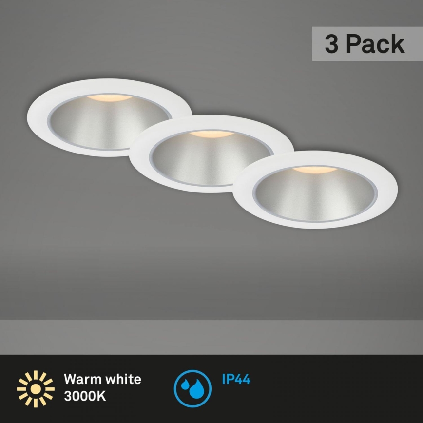 Briloner 7041-036 - SÆT 3x LED indbygningslampe til badeværelse LED/4,9W/230V IP44 hvid