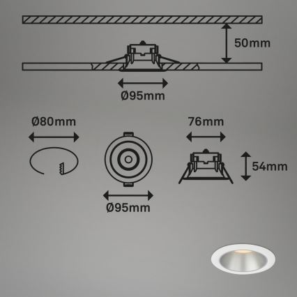 Briloner 7041-036 - SÆT 3x LED indbygningslampe til badeværelse LED/4,9W/230V IP44 hvid