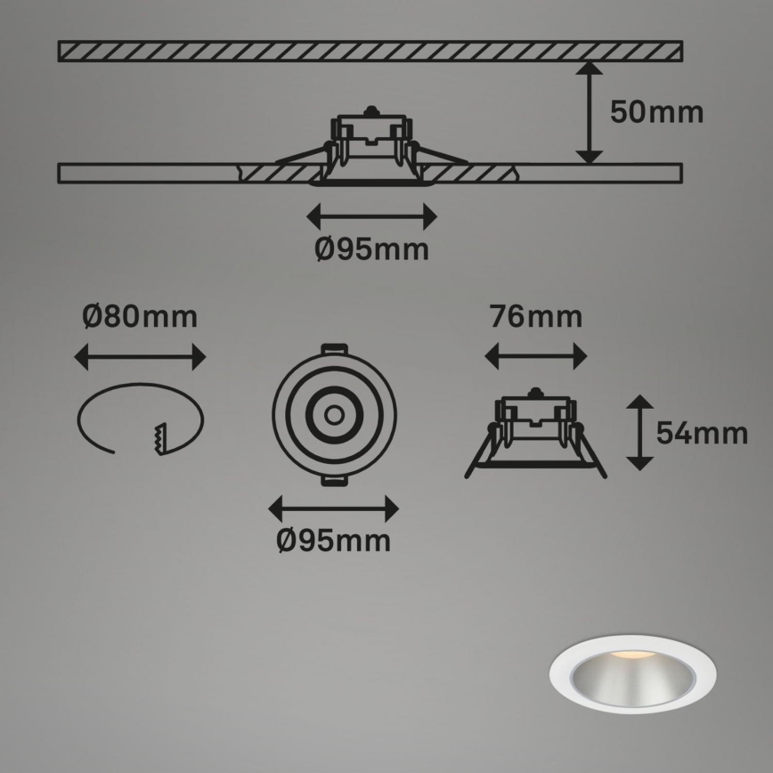 Briloner 7041-036 - SÆT 3x LED indbygningslampe til badeværelse LED/4,9W/230V IP44 hvid
