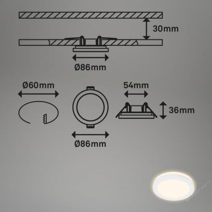 Briloner 7055-036 - SÆT 3x LED indbygningslampe til badeværelse LED/3W/230V IP44