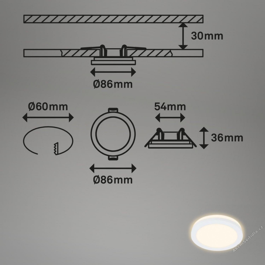 Briloner 7055-036 - SÆT 3x LED indbygningslampe til badeværelse LED/3W/230V IP44