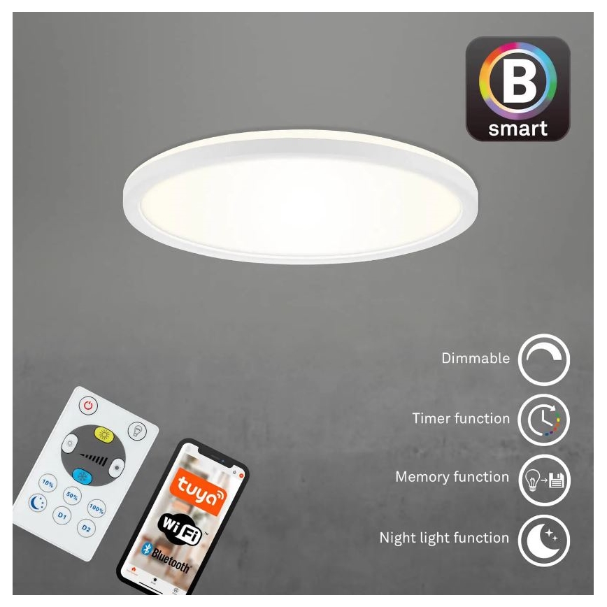 Briloner 7058-016 - LED lampe dæmpbar SLIM LED/18W/230V 2700-6500K Wi-Fi Tuya + fjernbetjening