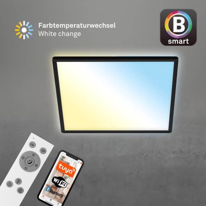 Briloner 7060-015 - LED dæmpbar overflademonteret panel SLIM LED/22W/230V 2700-6500K 42x42 cm sort Wi-Fi Tuya + fjernbetjening