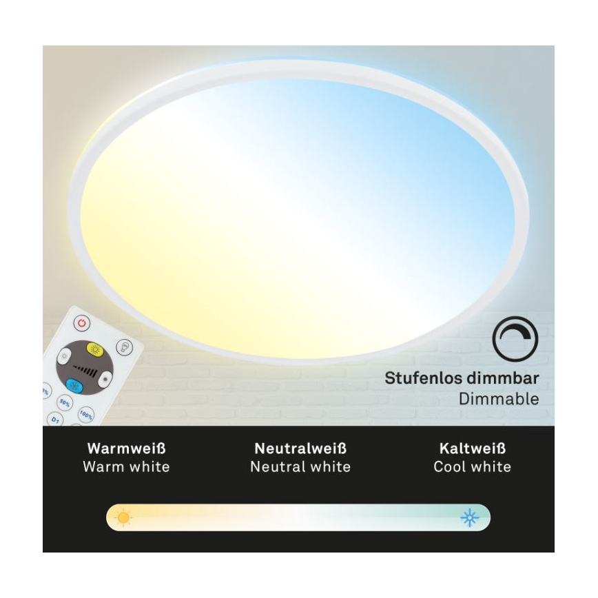 Briloner 7079-016 - LED loftlampe dæmpbar SLIM LED/18W/230V 2700-6500K + fjernbetjening
