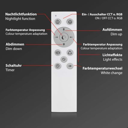 Briloner 7087-016 - LED lampe m. RGBW-farver dæmpbar SMART LED/24W/230V 3000-6500K Wi-Fi Tuya + fjernbetjening