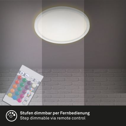 Briloner 7092-416 - Loftlampe m. RGBW-farver dæmpbar SLIM LED/15W/230V + fjernbetjening