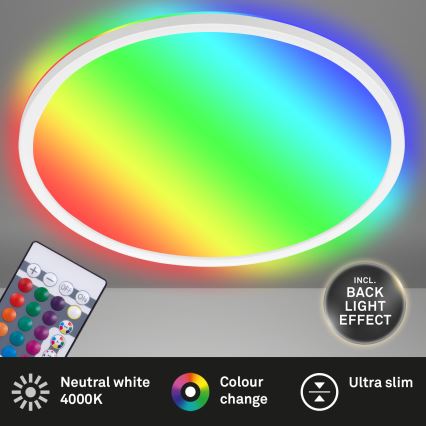 Briloner 7092-416 - Loftlampe m. RGBW-farver dæmpbar SLIM LED/15W/230V + fjernbetjening
