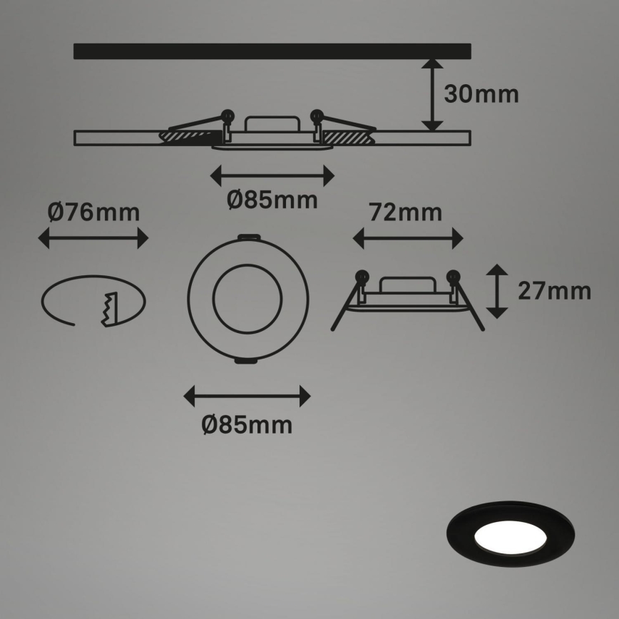 Briloner 7103-435 - SÆT 3x LED indbygningslampe til badeværelse dæmpbar LED/5W/230V IP44