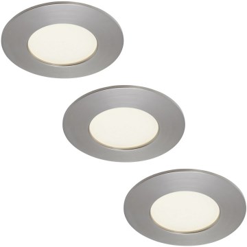Briloner 7103432 - Sæt med 3 dæmpbare LED-indbygningsspots til badeværelset 3xLED/4,9W/230V IP44 mat krom