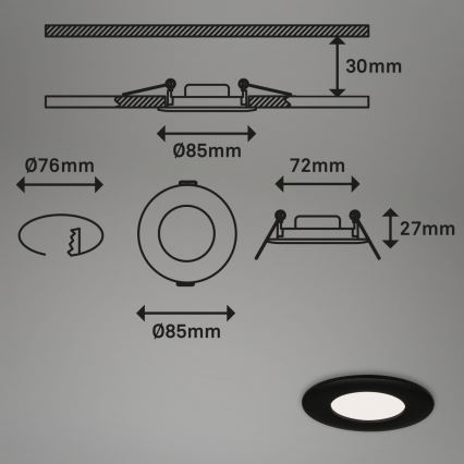 Briloner 7113-415 - LED indbygningslampe til badeværelse FLAT LED/5W/230V IP44