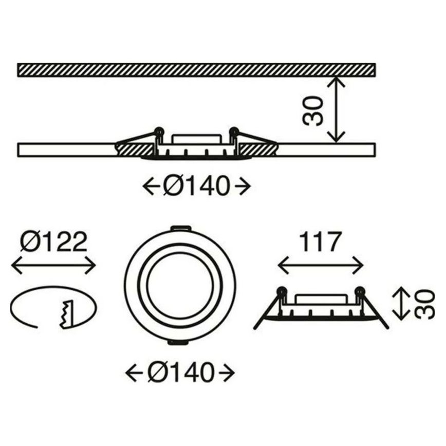 Briloner 7116-412 - LED indbygningslampe til badeværelse FLAT IN LED/9W/230V IP23