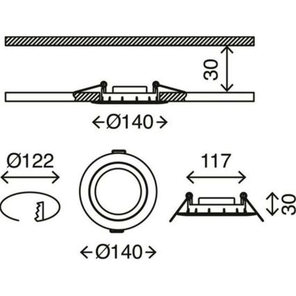 Briloner 7116-432 - SÆT 3x LED indbygningslampe til badeværelse FLAT IN LED/9W/230V IP23