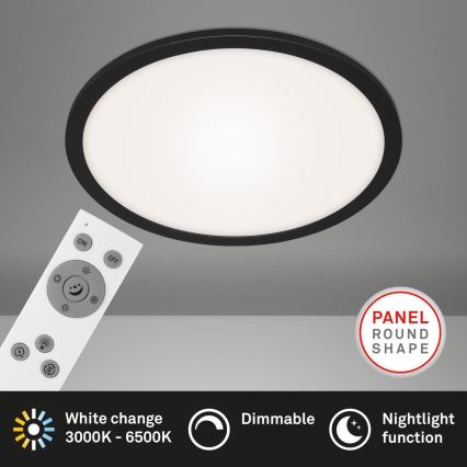 Briloner 7168-015 - LED loftlampe dæmpbar PIATTO LED/22W/230V 3000-6500K diameter 40 cm sort + fjernbetjening