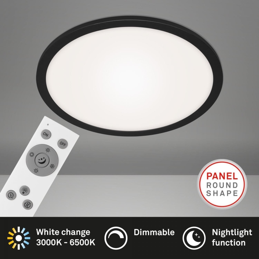 Briloner 7168-015 - LED loftlampe dæmpbar PIATTO LED/22W/230V 3000-6500K diameter 40 cm sort + fjernbetjening