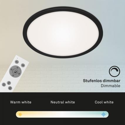 Briloner 7168-015 - LED loftlampe dæmpbar PIATTO LED/22W/230V 3000-6500K diameter 40 cm sort + fjernbetjening