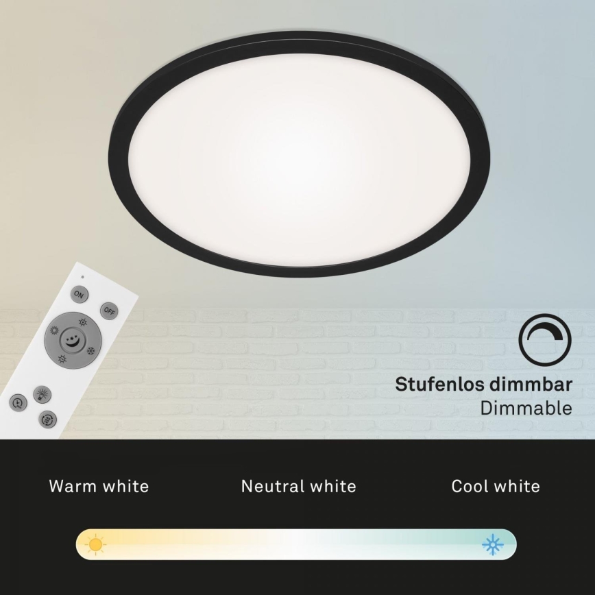 Briloner 7168-015 - LED loftlampe dæmpbar PIATTO LED/22W/230V 3000-6500K diameter 40 cm sort + fjernbetjening