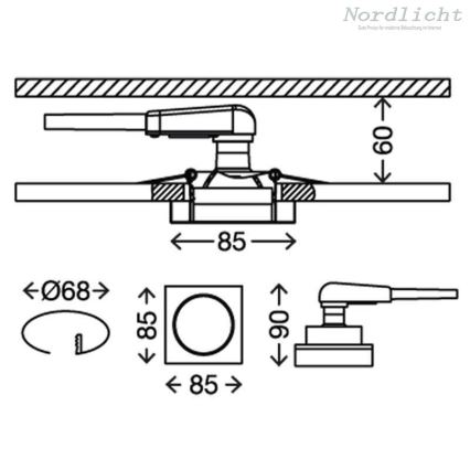 Briloner 7200-016 - LED indbygningslampe til badeværelse ATTACH 1xGU10/3W/230V IP23