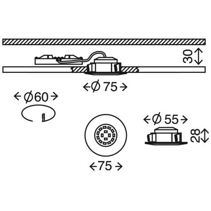 Briloner 7204-031 - SÆT 3x LED indbygningslampe til badeværelse ATTACH LED/5W/230V IP44