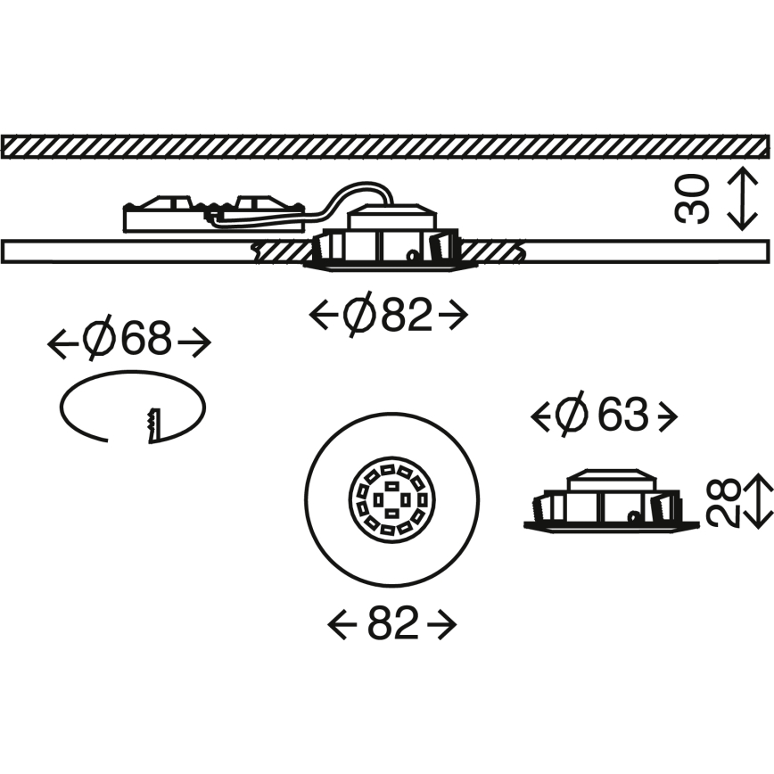 Briloner 7209-019 - LED indbygningslampe til badeværelse ATTACH LED/5W/230V IP23