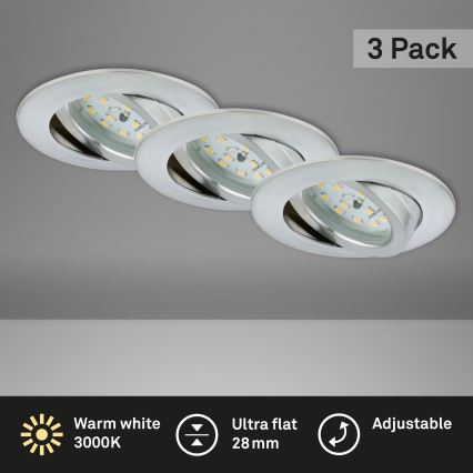 Briloner 7209-039 - Sæt med 3 LED-indbygningsspots til badeværelset ATTACH LED/5W/230V IP23 mat krom