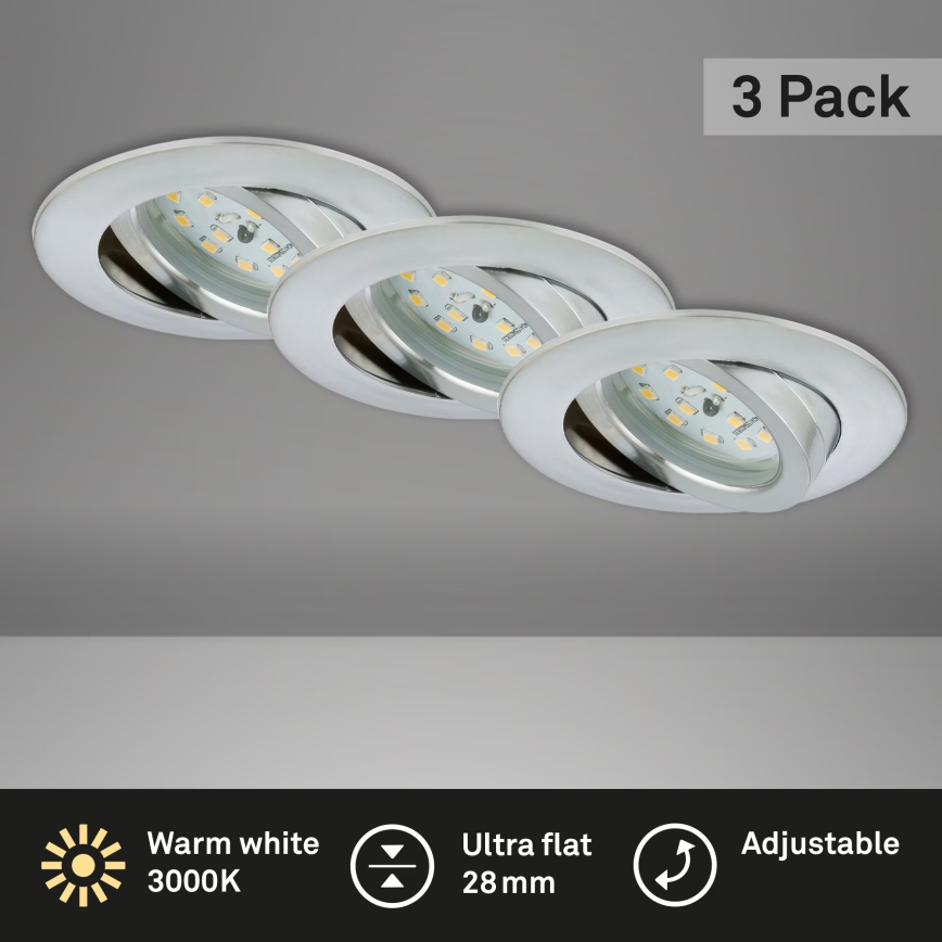 Briloner 7209-039 - Sæt med 3 LED-indbygningsspots til badeværelset ATTACH LED/5W/230V IP23 mat krom