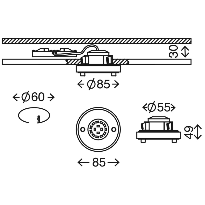 Briloner 7214-012 - LED indbygningslampe til badeværelse ATTACH LED/5W/230V IP44