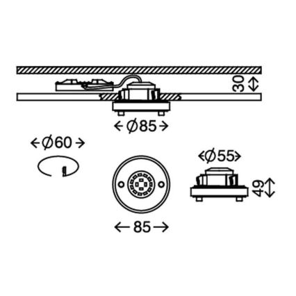 Briloner 7214-019 - LED indbygningslampe til badeværelse ATTACH LED/5W/230V IP44 3000K rund