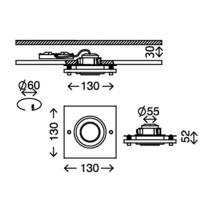 Briloner 7217-018 - LED indbygningslampe til badeværelse ATTACH LED/5W/230V IP44 3000K kantet