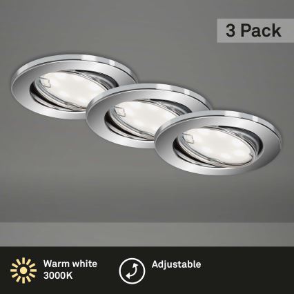 Briloner 7221-038 - SÆT 3x LED loftlampe til badeværelse 1xGU10/3W/230V IP23 skinnende krom